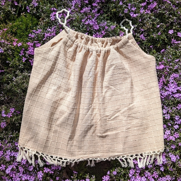 VINTAGE TABLECLOTH swing top 1970's upcycled M L - Picture 7 of 8